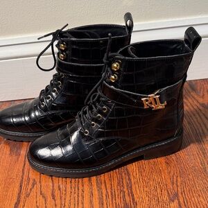 Women's Ralph Lauren Eldridge Crocodile Leather Ankle Boots  Sz 8